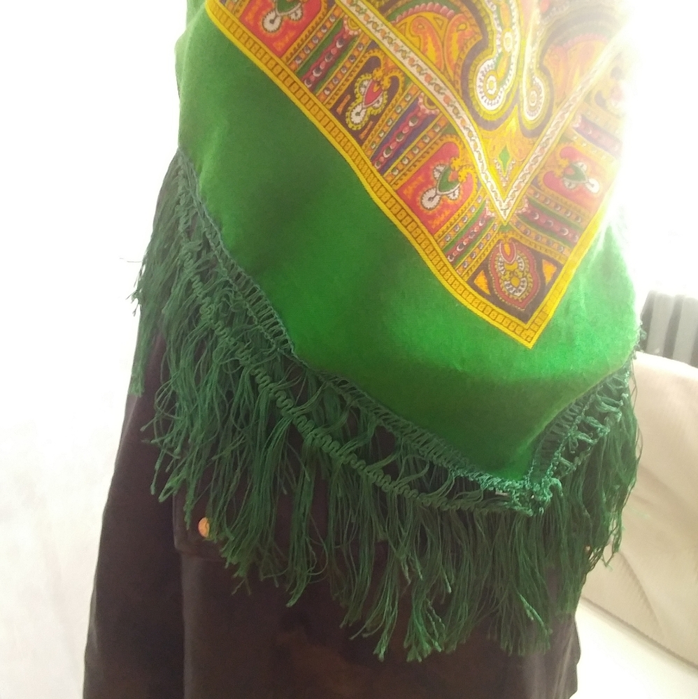 Retro Scarf Green Fringe Perfect Tied Tube Top - Picture 4 of 12